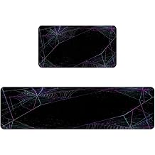 2 Pieces Kitchen Mat Colorful Spider Web, Non Slip Washable Floor Rug, Absorbent Kitchen Mat Runner Rug for Kitchen, Hallway, Laundry Room