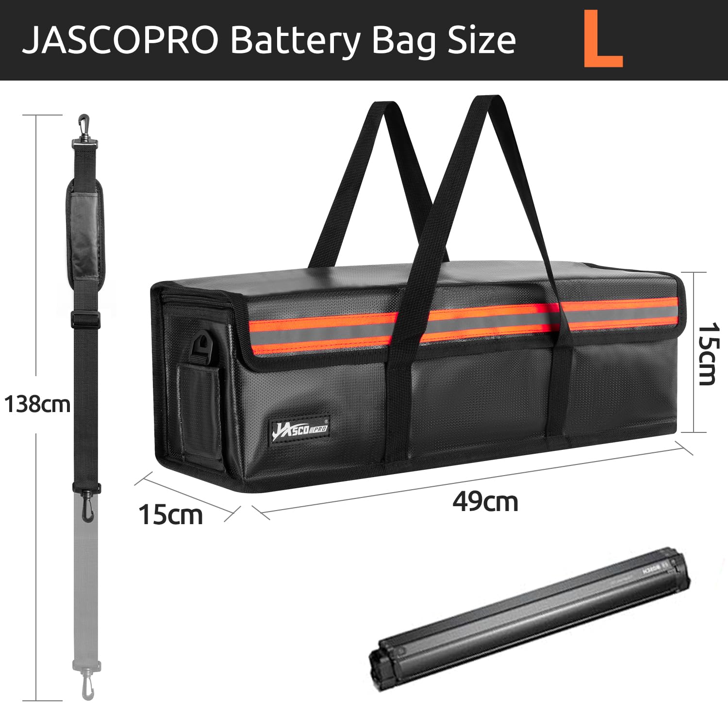 JASCOPRO sac de protection ignifuge pour batterie, protection pour batterie résistant au feu jusqu'à 1400°C, étanche et anti-explosion Lipo Safe Bag, Sac de sécurité pour Le Stockage, Le Transport (L)