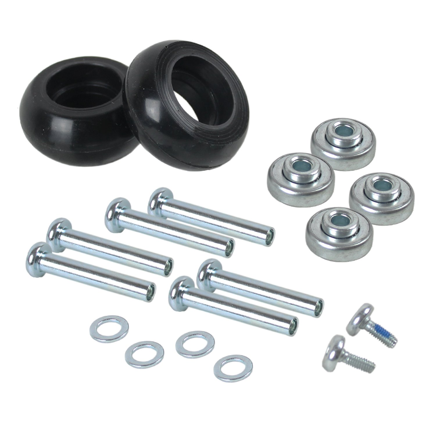 Luggage Wheel Replacement Kit - Set of Wheels, Bearings, Bolts, Axles (Black) (40mm)