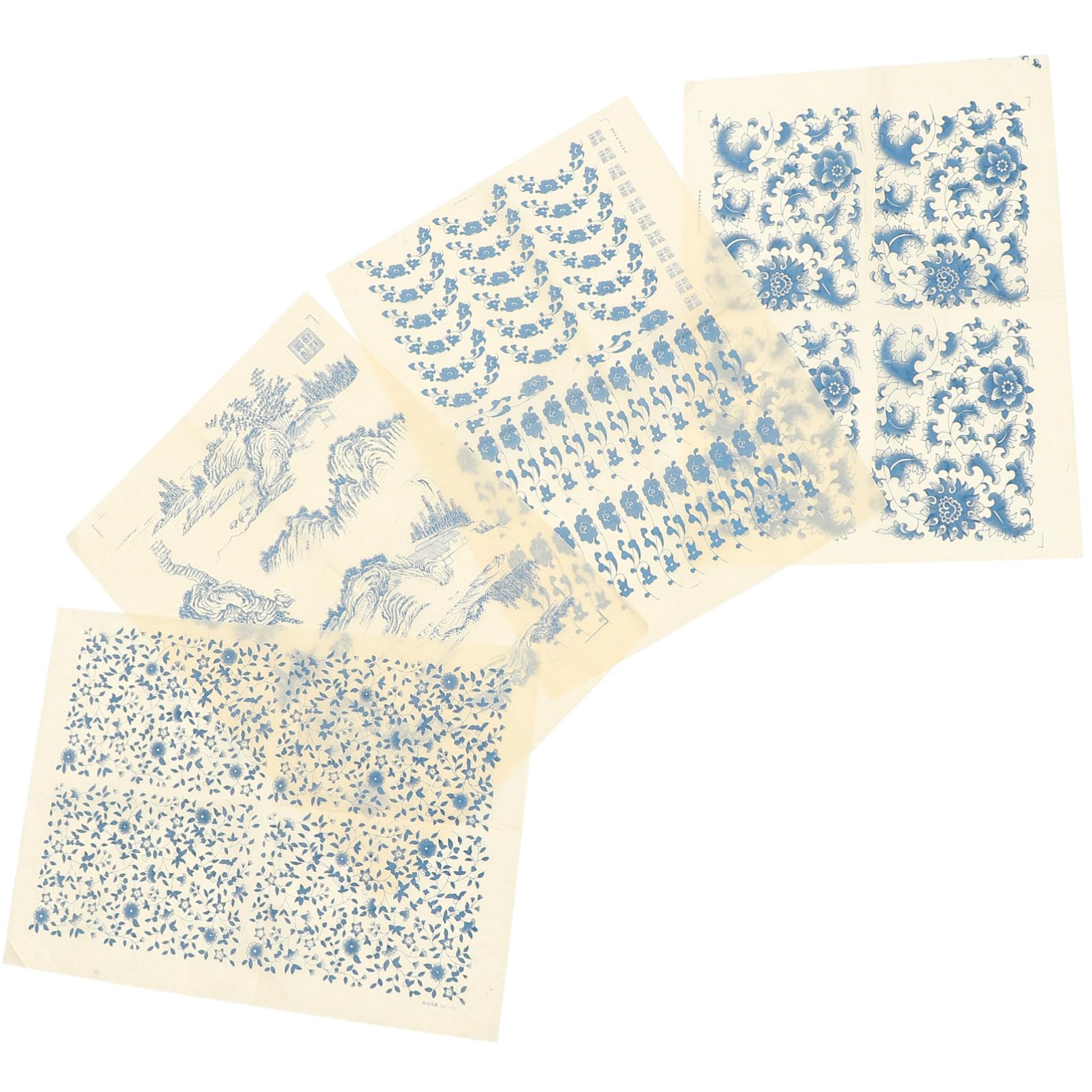 TEHAUX 20feuilles Papier De Transfert Décalcomanies sous-glaçure pour Artisanat Design Chinois Haute Température