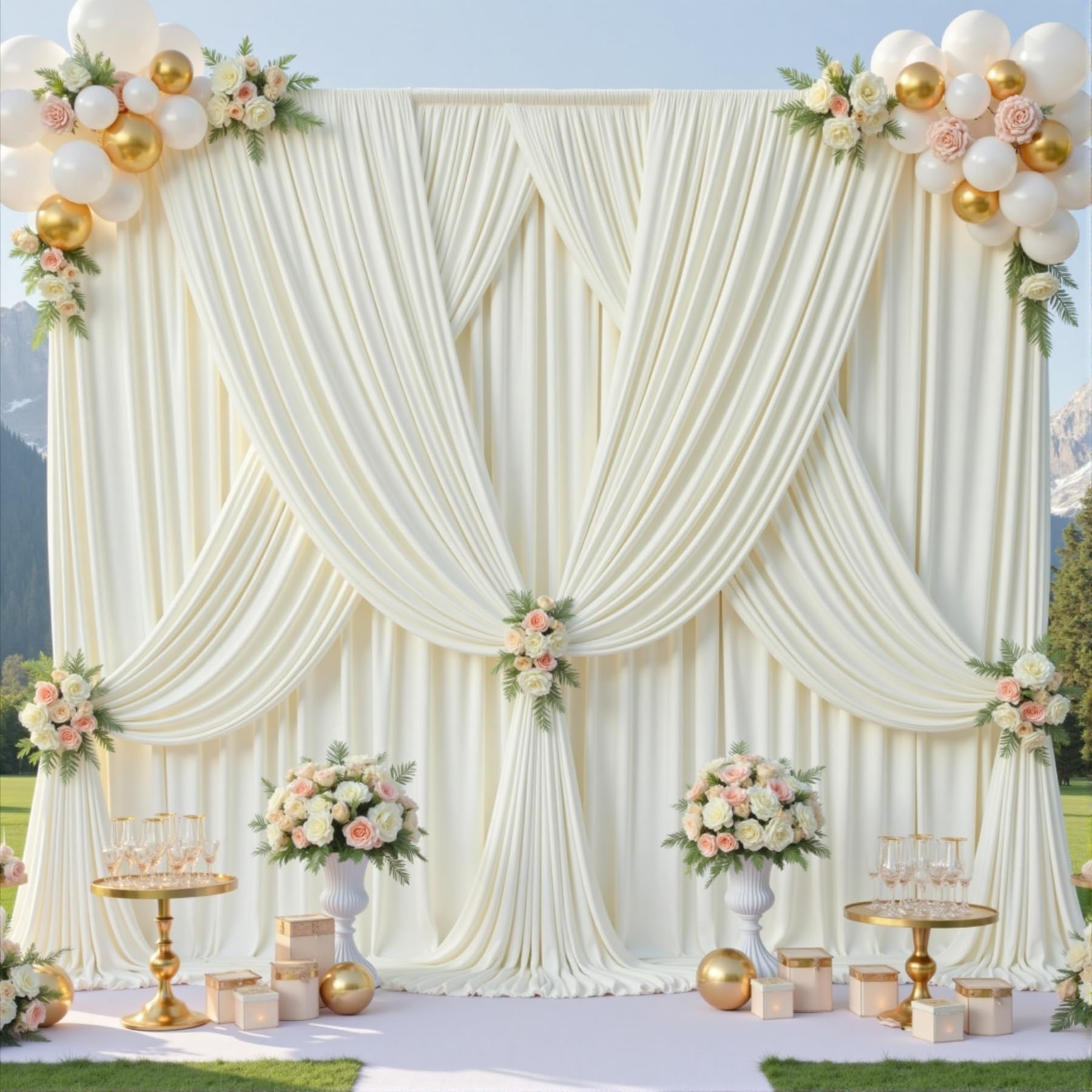 20ft x 10ft Wrinkle Free Ivory Wedding Backdrop Curtains for Party Bridal Shower Reception Decorations Ivory Fabric Curtain Backdrops Drapes for