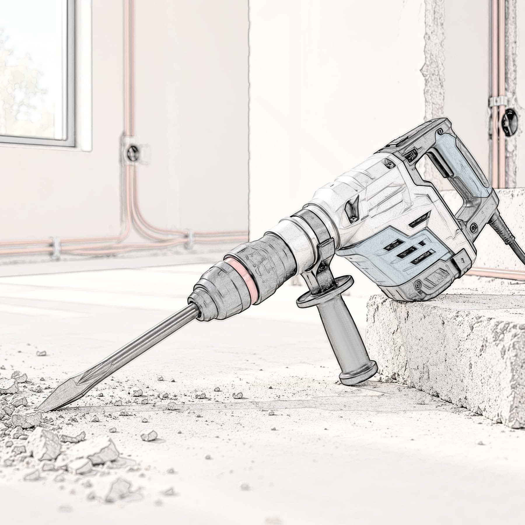 Verdickter Hilfshammergriff, 44–49 mm, für E-Pick-Hammer, 4 Stück