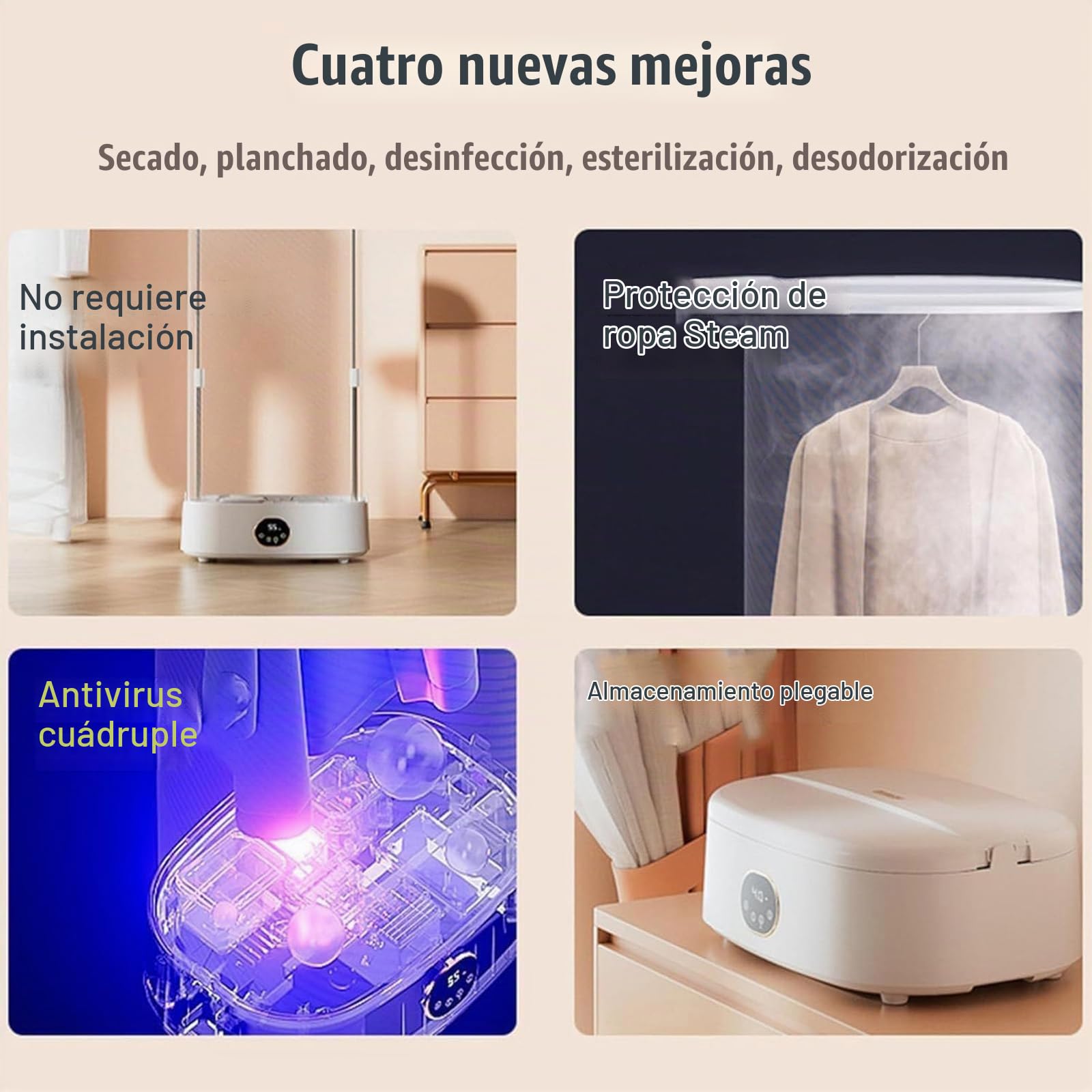 Armario De Planchado Automático, Cuidado a Vapor, Vaporizador Vertical De 1000w, Tendedero Plegable, Perfecto Para Uso En Casa Y Caravanas