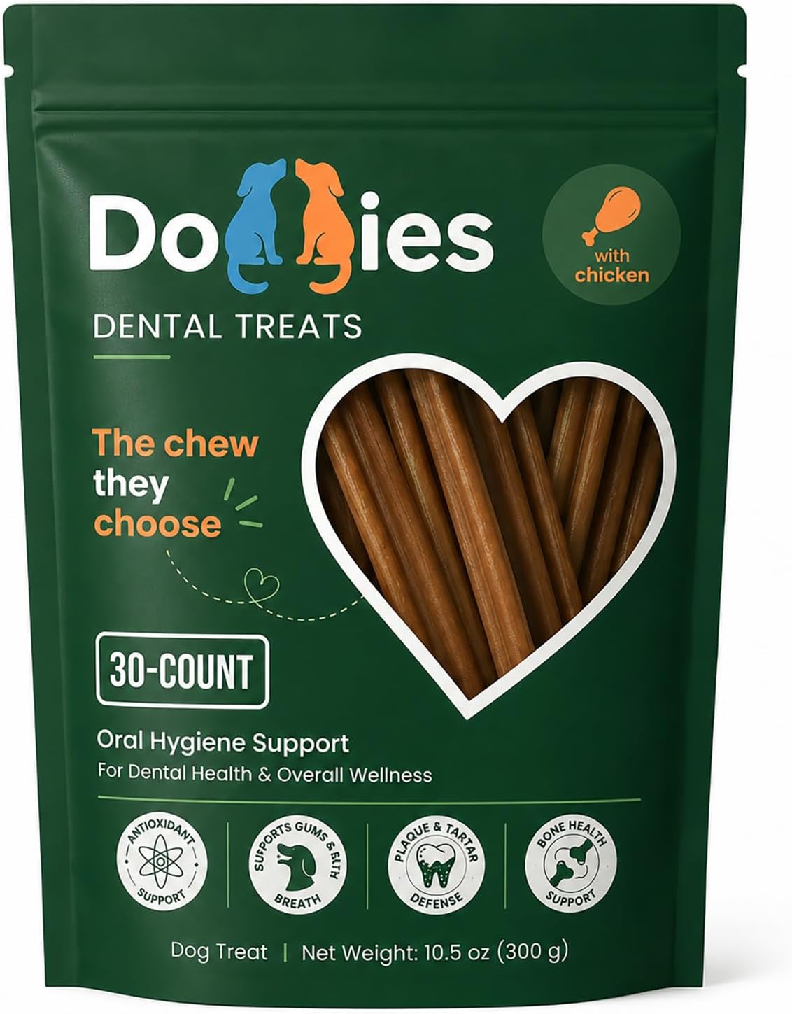 Doggies Dental Treats with Lactoferrin, 30 Count, 10.5 oz