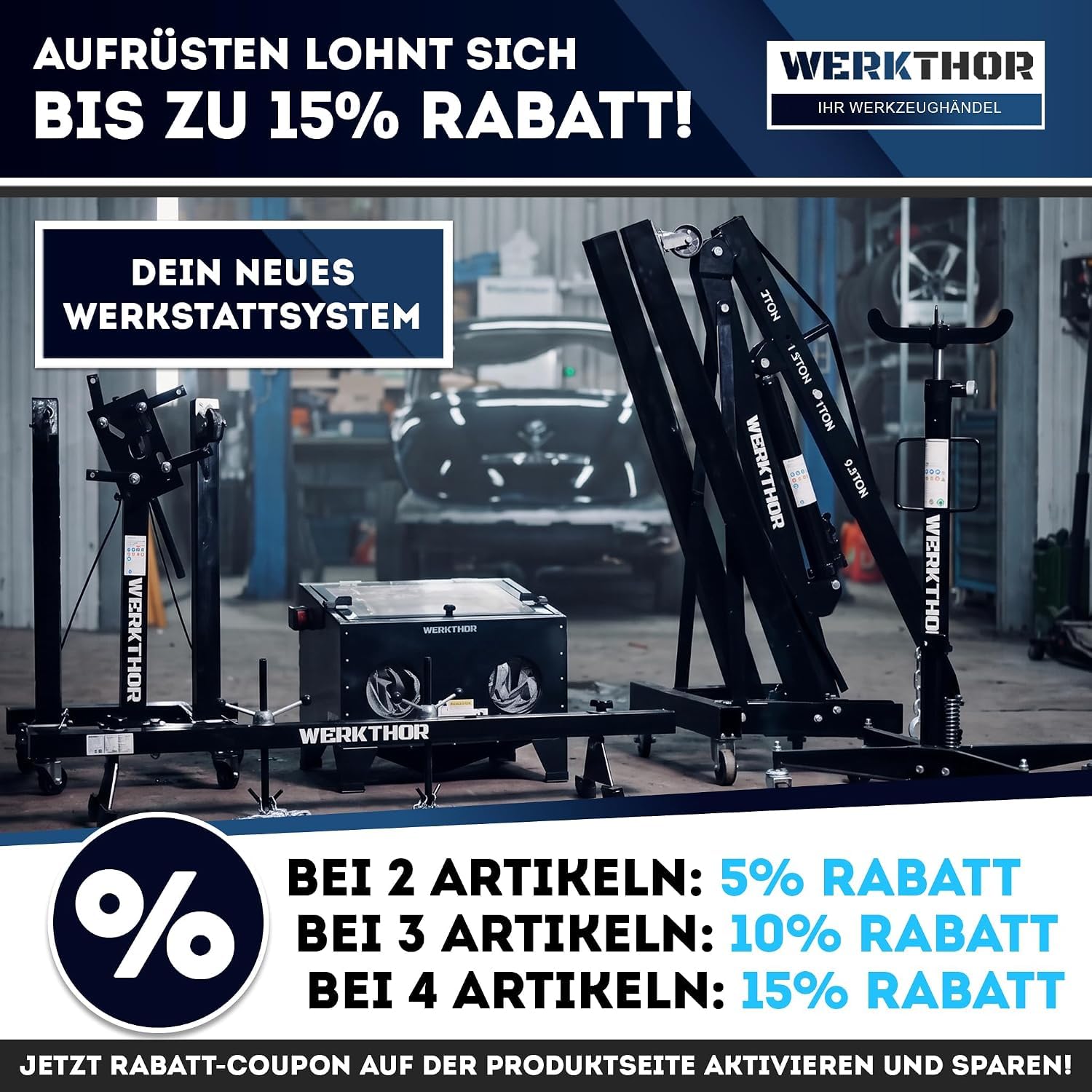 WERKTHOR Cabina sabbiatura 150 litri per legno e metallo