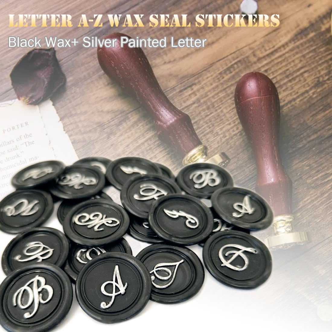 100 Silver Initial S Wax Seal Stickers - 1.18 Inch Self-Adhesive For Invitations & Gifts