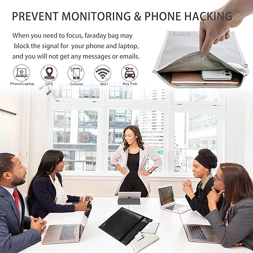 Miniatura 2 de Paquete de 4 bolsas Faraday para portátiles y teléfonos, jaula Faraday para antirrobo y seguimiento, protector de llavero, impermeable e ignífugo,