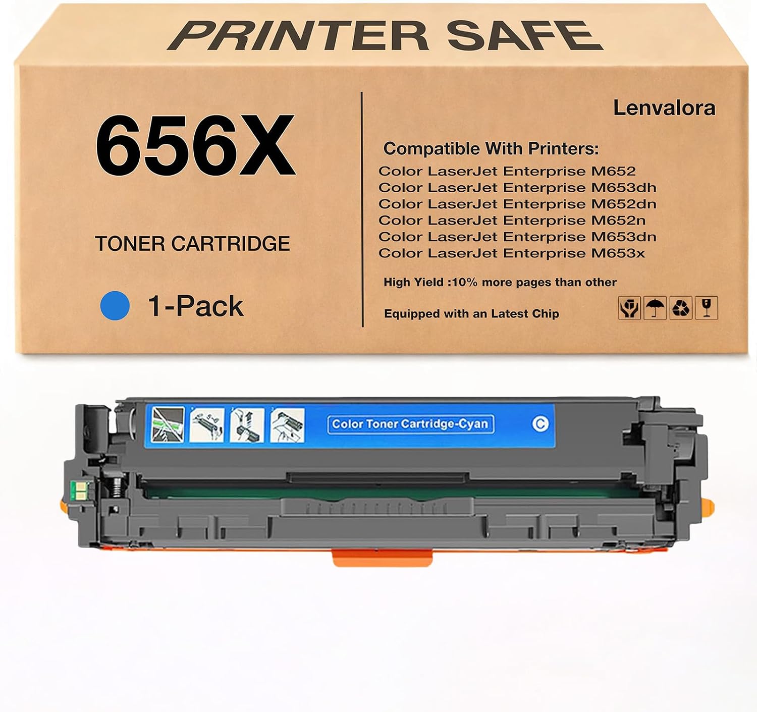 656X Cyan Toner Cartridge Replacement for HP 656A 656X CF461X CF461A Cartridge Compatible for HP Color LaserJet Enterprise M652n M653dn M652dn M653x Printers (1 Cyan)
