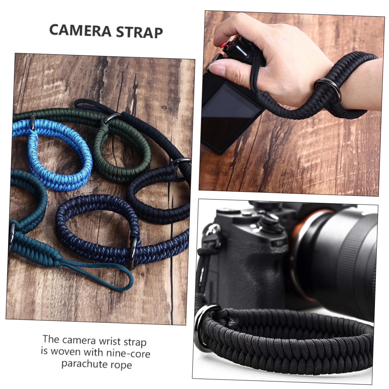 2 piezas Correa de Muñeca para Cámara Ajustable con Anillo Metálico de Liberación Rápida Resistente la Corrosión para Fotógrafos y Accesorios como Cámara de Acción Botella o