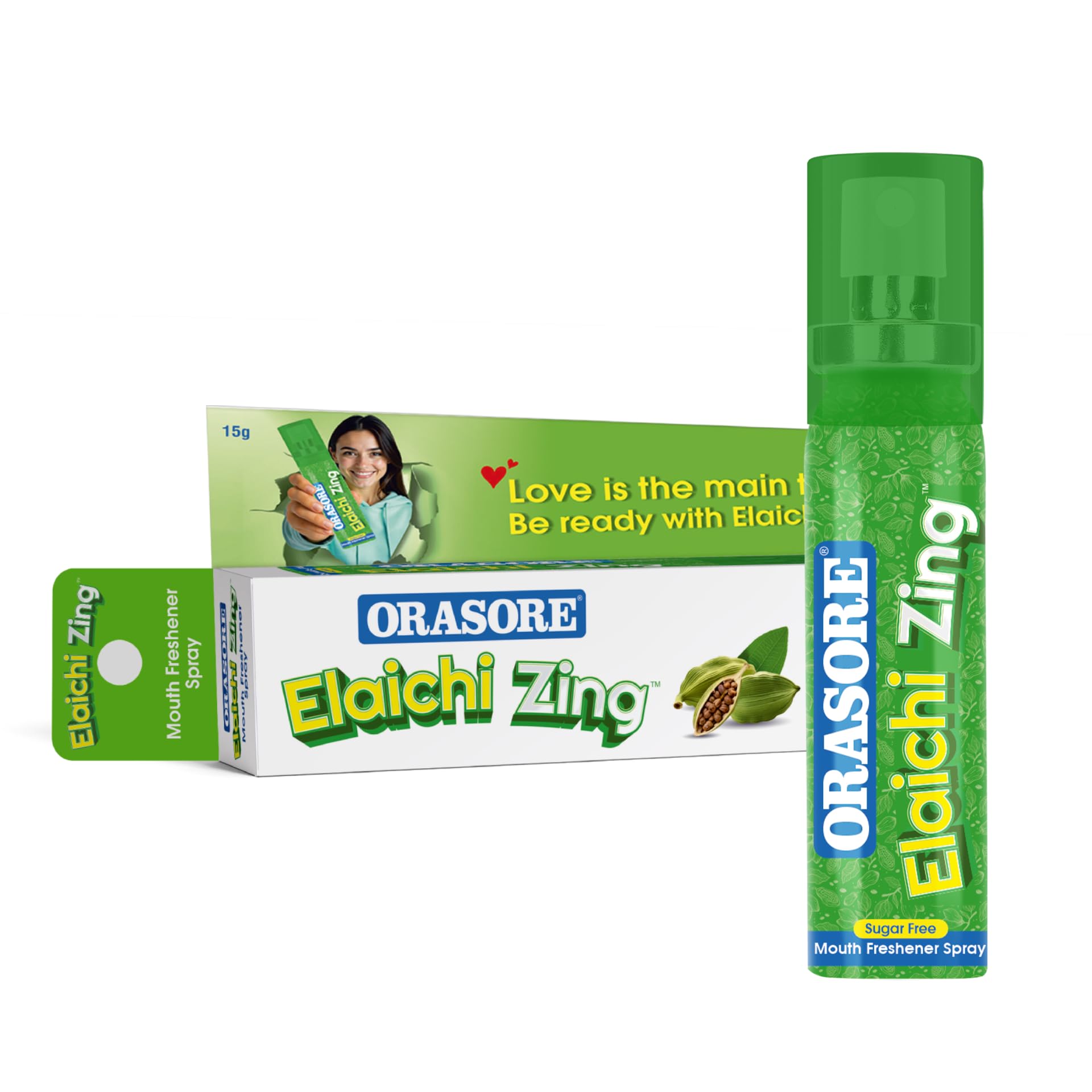 Orasore Elaichi Zing Mouth Freshener Spray | Alcohol-Free, Sugar-Free, 200+ Sprays | Instant Fresh Breath | Pocket Friendly Mouth Spray with Natural Ingredients (Elaichi Flavour)