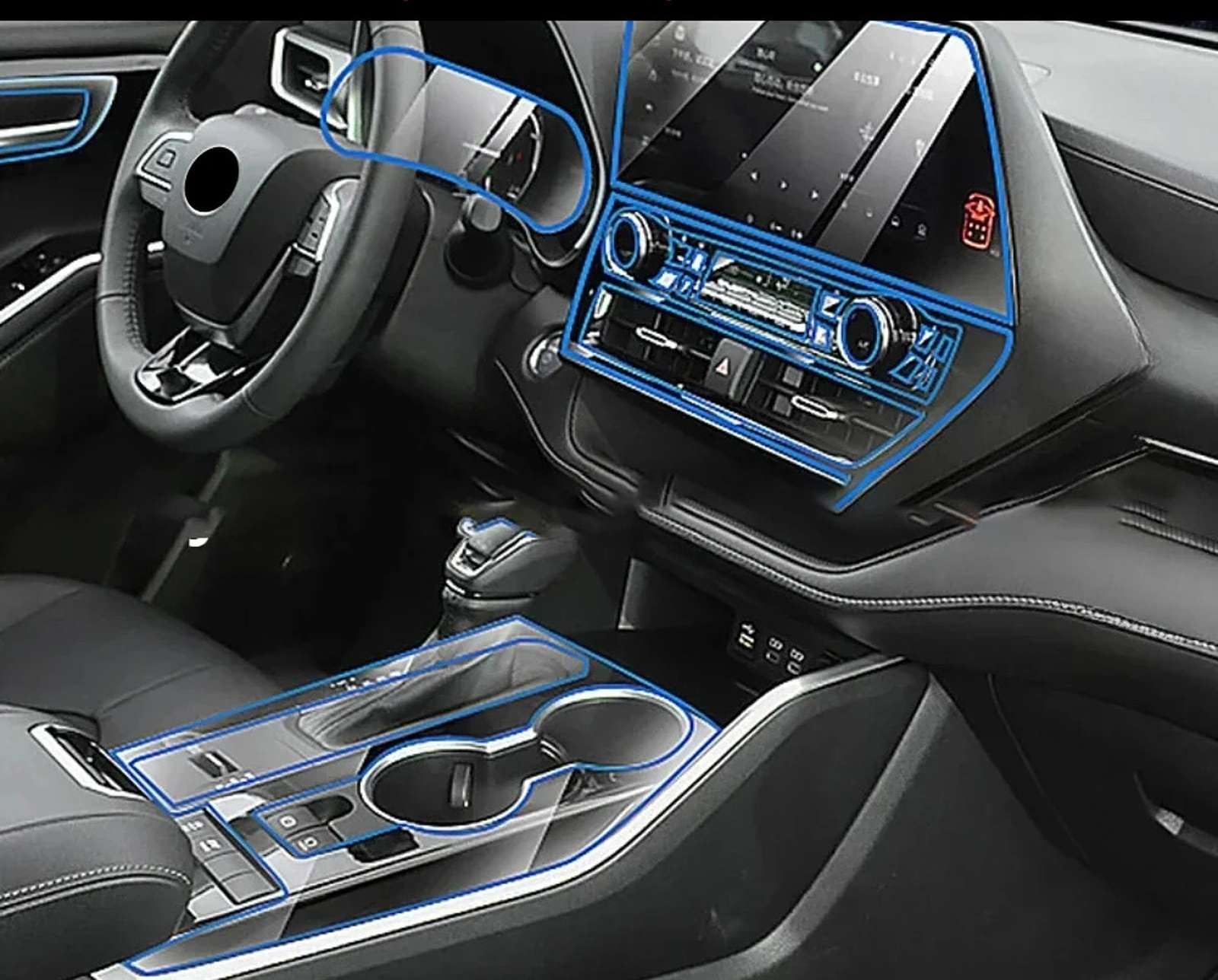 Protection console centrale Toyot Highlander anti-rayure film transparent 2022-2024