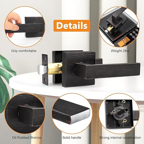 Miniatura 6 de Probrico - Palancas para puerta de pasaje con roseta cuadrada.