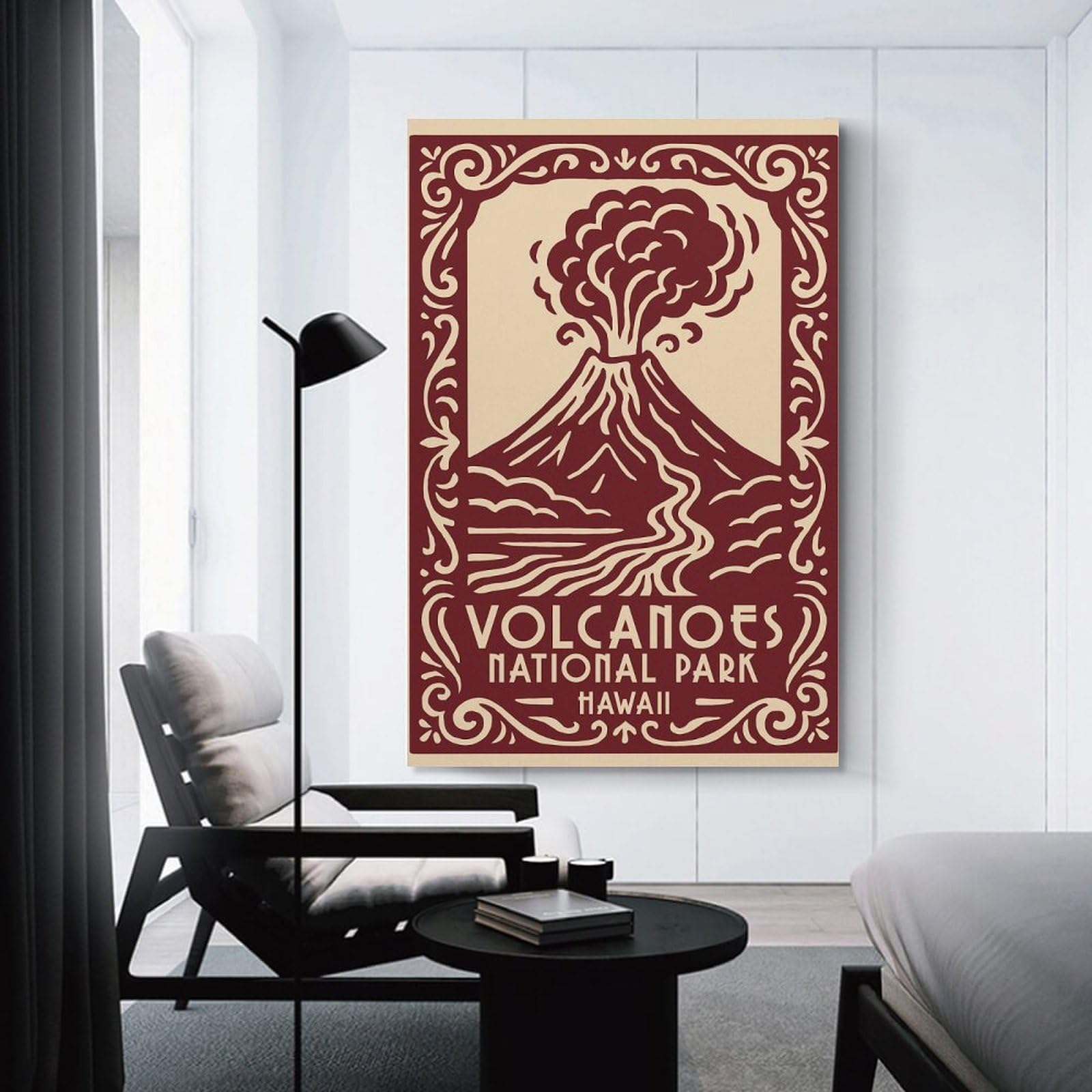 Junmoney Volcanoes National Park Hawaii Vintage Wall Art Print, 24x36inch(60x90cm), for Lounge Decor, Bedroom Walls Or Flats, Decorative Artwork for Empty Walls