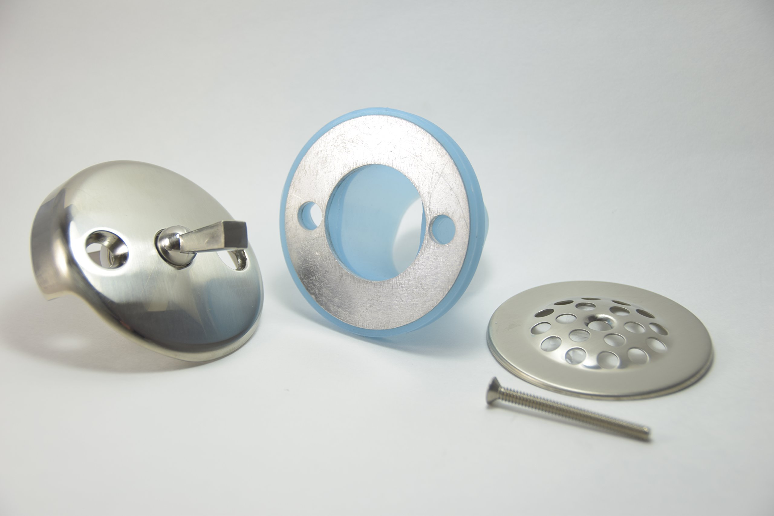 BlueVueOverflow Gasket Kit with Trip Lever Cover and Strainer Dome Cover, Brushed Nickel