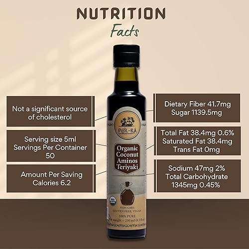 Miniatura 21 de P L-RA Salsa orgánica de amenos de coco Teriyaki – Alternativa a la salsa de soja – Vegana, Paleo y Keto – Sin soja – Bajo glucémico, bajo en sodio