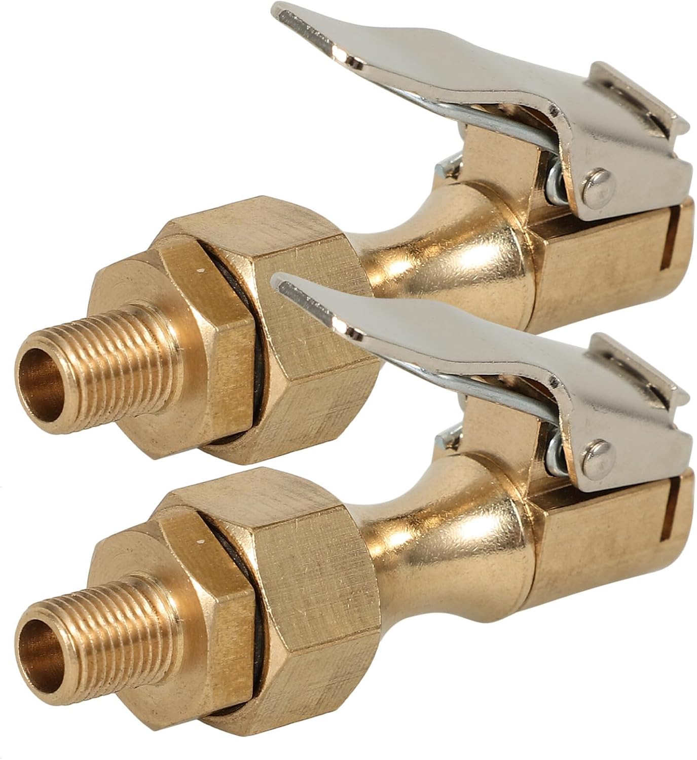 2pcs Locking Air Chuck Copper Tire Inflator Clips for Car Truck Rv Quick Connect Locking Tire Chuck Compatible with Air Pressure Gauges and Inflators