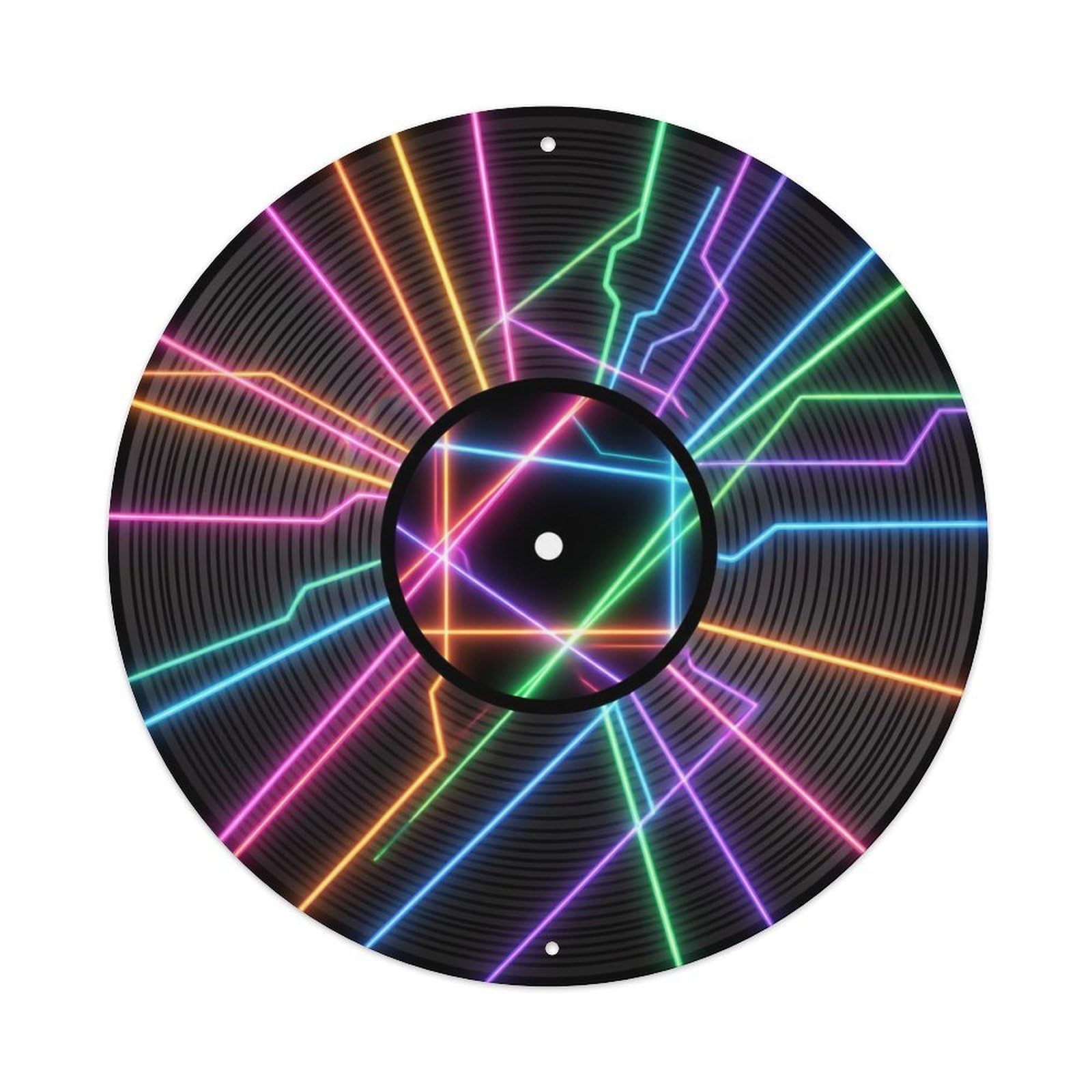 Colorful Music Vinyl Records Laser Bright Glow Metal Tin Sign