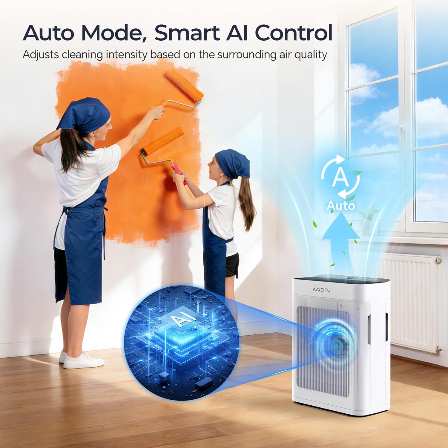 Air Purifiers for Home Large Room 3500 Ft2 with Washable Pre-filter, 3-Stage HEPA Double-Sided Air Purifier, Smart WiFi APP Control, Sleep Mode, PM2.5 Display Air Cleaner for Pets Hair, Dust, Smoke - Image 9