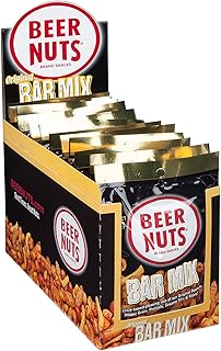 BEER NUTS Original Bar Mix - Pretzels, Cheese Stix, Sesame Stix, Insane Grain - Individual Bags 12 Pack Box - 1.9oz Each Bag