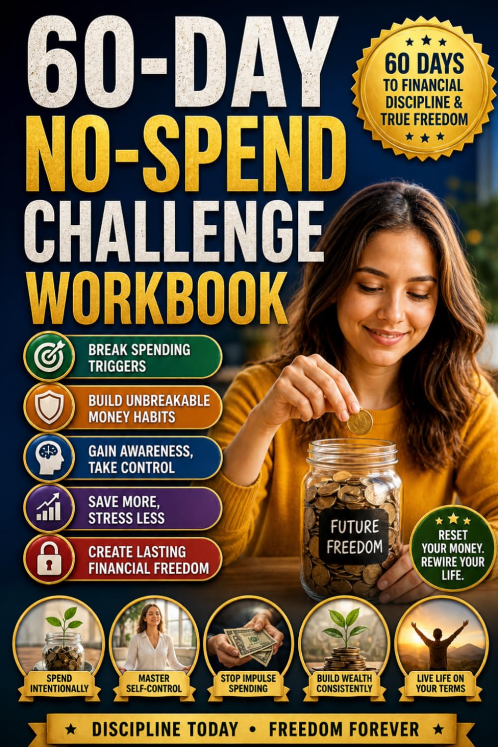 60-Day No-Spend Challenge Workbook: A Proven System to Eliminate Impulse Spending, Build Unbreakable Money Discipline, and Achieve Long-Term Financial Control