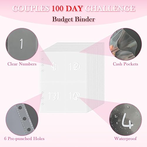 Miniatura 5 de Desafío de ahorro de dinero de 100 sobres, carpeta de desafío de 100 sobres 2023, forma fácil y divertida de ahorrar $5,050, planificador de