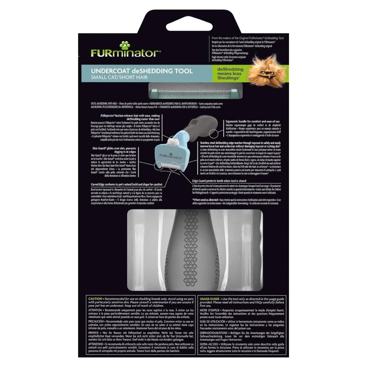 FURminator deShedding, Tool para gatos pequeños de pelo corto, Cepillo talla S para gatos pequeños para eliminar el pelo suelto