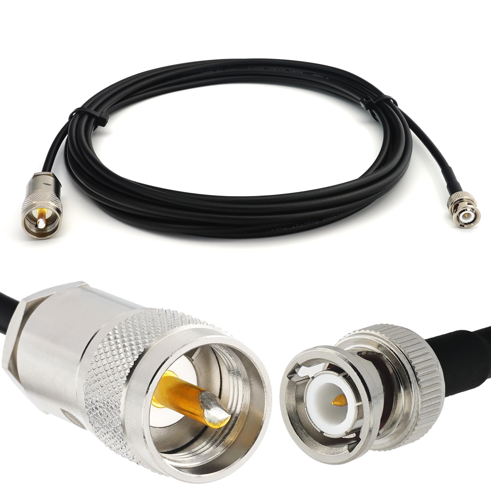 RANGEFUL BNC Mâle vers PL259 UHF 50cm câble coaxial RG58 50 Ohm — rallonge BNC PL Extension Faible Perte Cable pour Antenne CB Radio Amateur Sans fil Radio WIFI adaptateur VHF