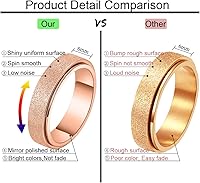 Vista 35 de Titanium Stainless Steel Anxiety Ring for Women Men Fidget Spinner Ring, Size 6-12, Width 6MM, 5-Color: Rose Gold-Rainbow-Silver-Black-Blue