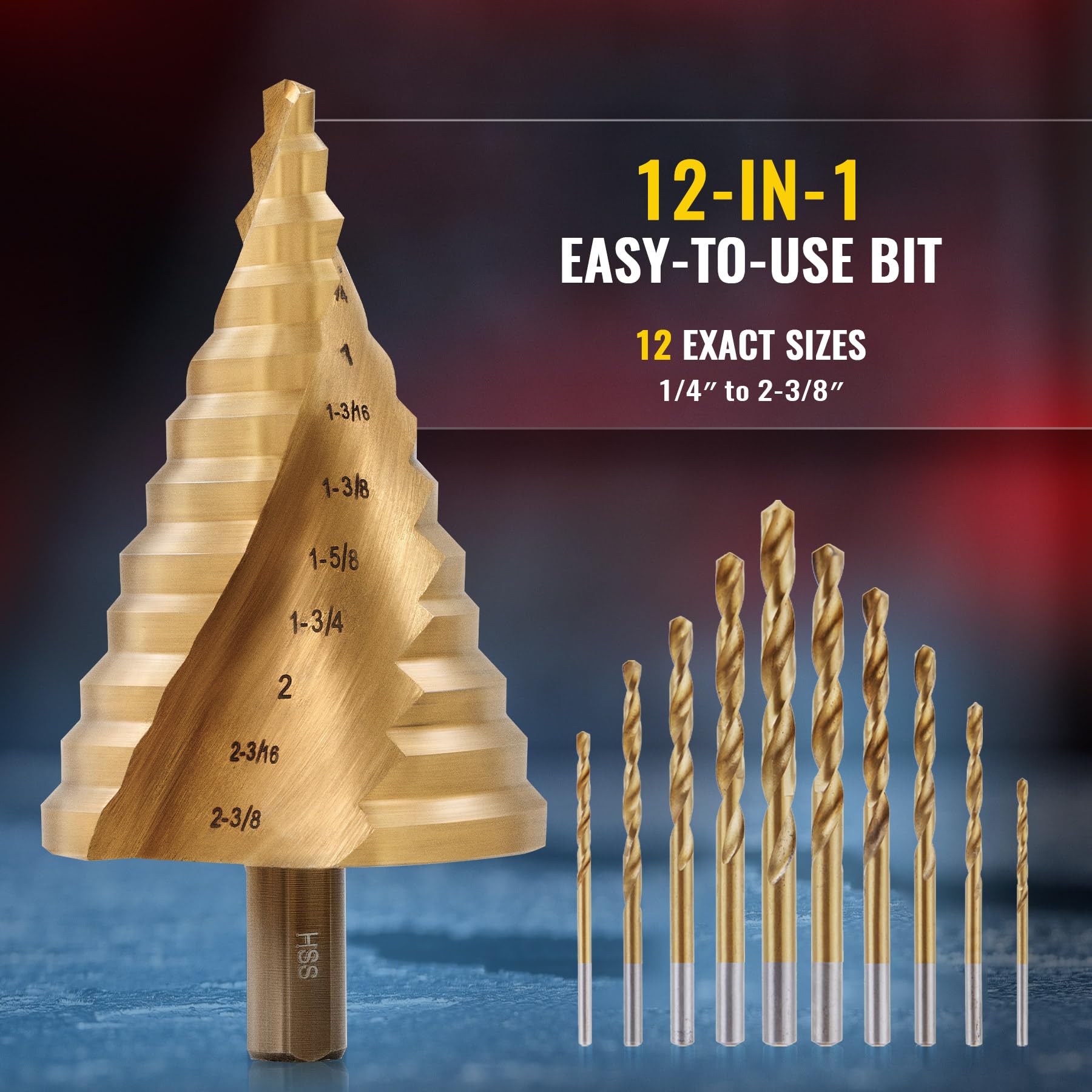 ZELCAN Step Drill Bit - Metal, Wood & Plastic -2 ZELCAN Step Drill Bit - Metal, Wood & Plastic -2