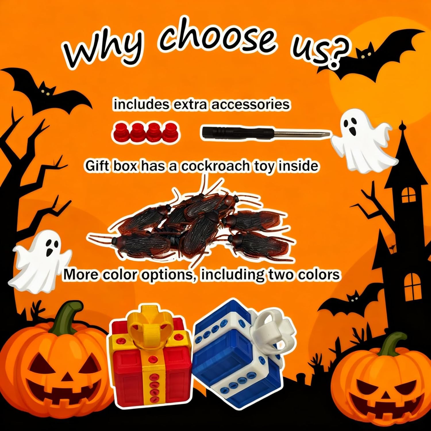 Annoying Gift Box with Screws, Premium Fake Cockroaches Take-Apart Surprise Prank Box Large Gag Prank case Funny Gift for Money and Card Holder (Blue and White)