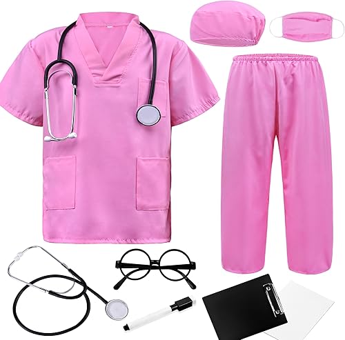 ZZIHAN Conjunto de médico para niños, disfraz de médico con juego de simulación para niños de 3 a 12 años
