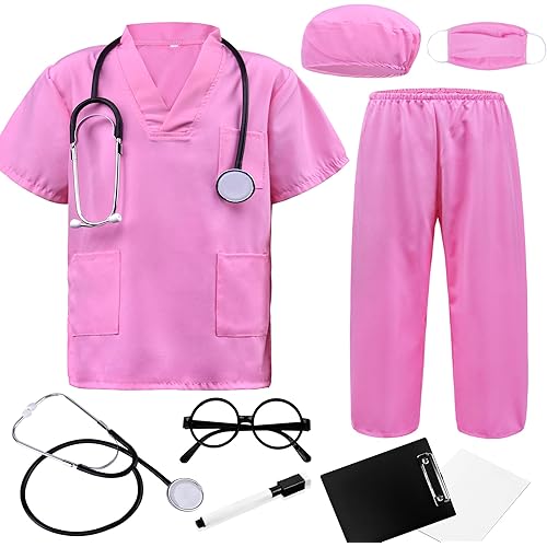 Doctor Scrubs Set,Doctor Kit for Kids,Doctor Costume With Pretend Play Playset for Kids 3-12Years