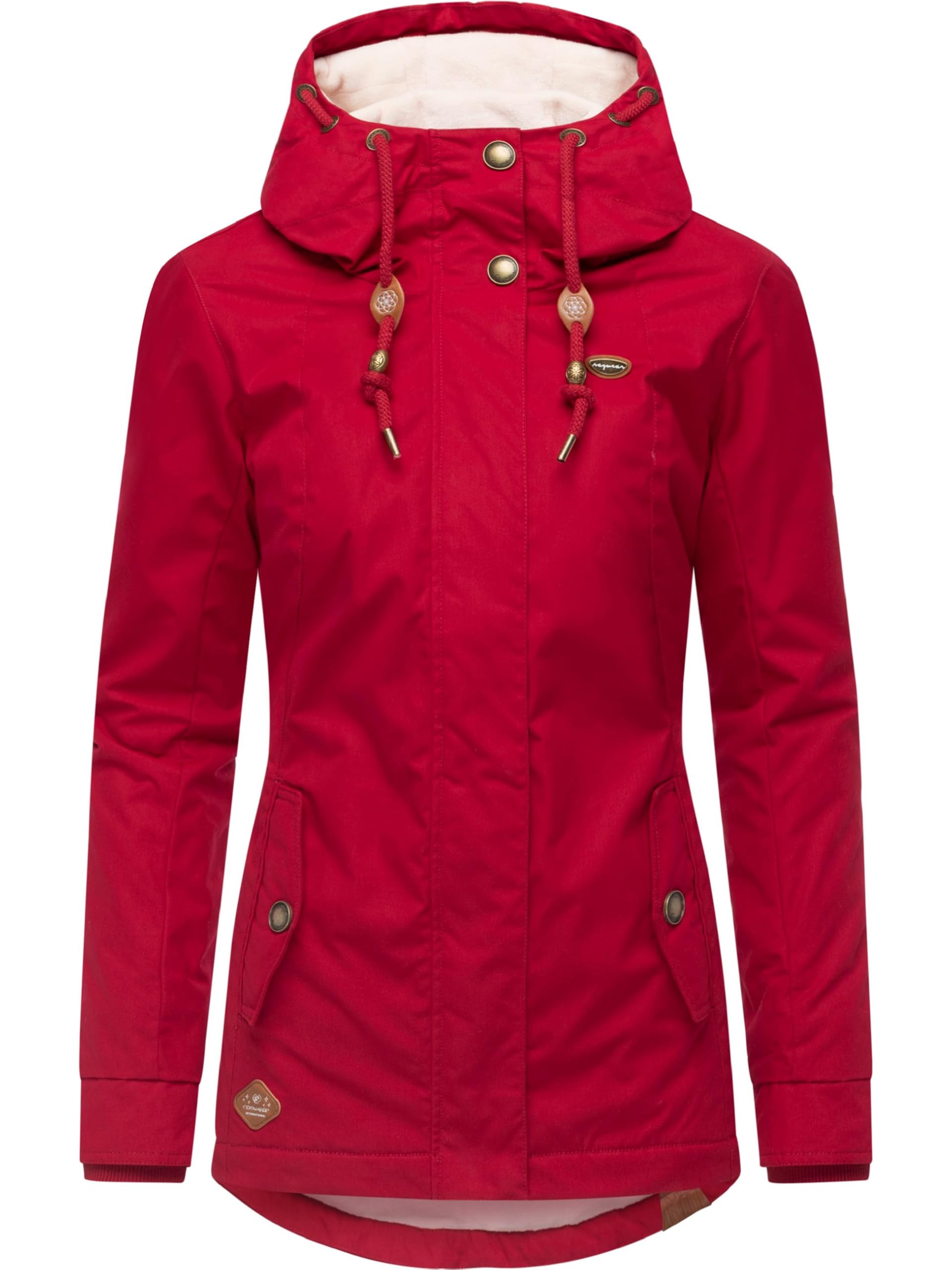 Ragwear Women's Dark Red25 Monade Intl Warm Winter Jacket Short With Hood Xs-6Xl, Xl