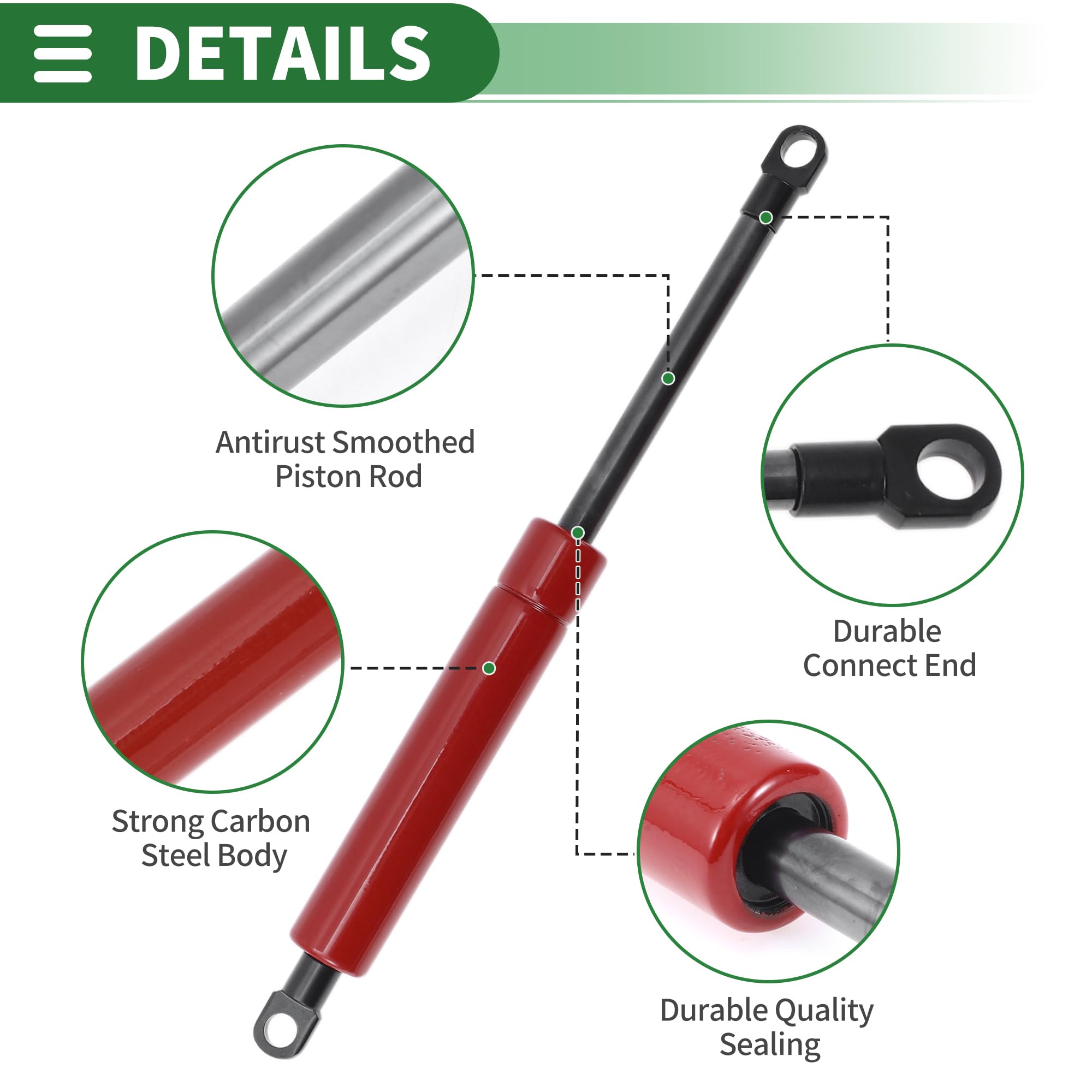 X AUTOHAUX Vérins à gaz de 250 mm/9,84" 800 N, Ressorts à gaz en acier au carbone rouge, 2 pièces pour boîte à outils de camping-car, couvercle de boîte de rangement, couvercle de porte d'armoire