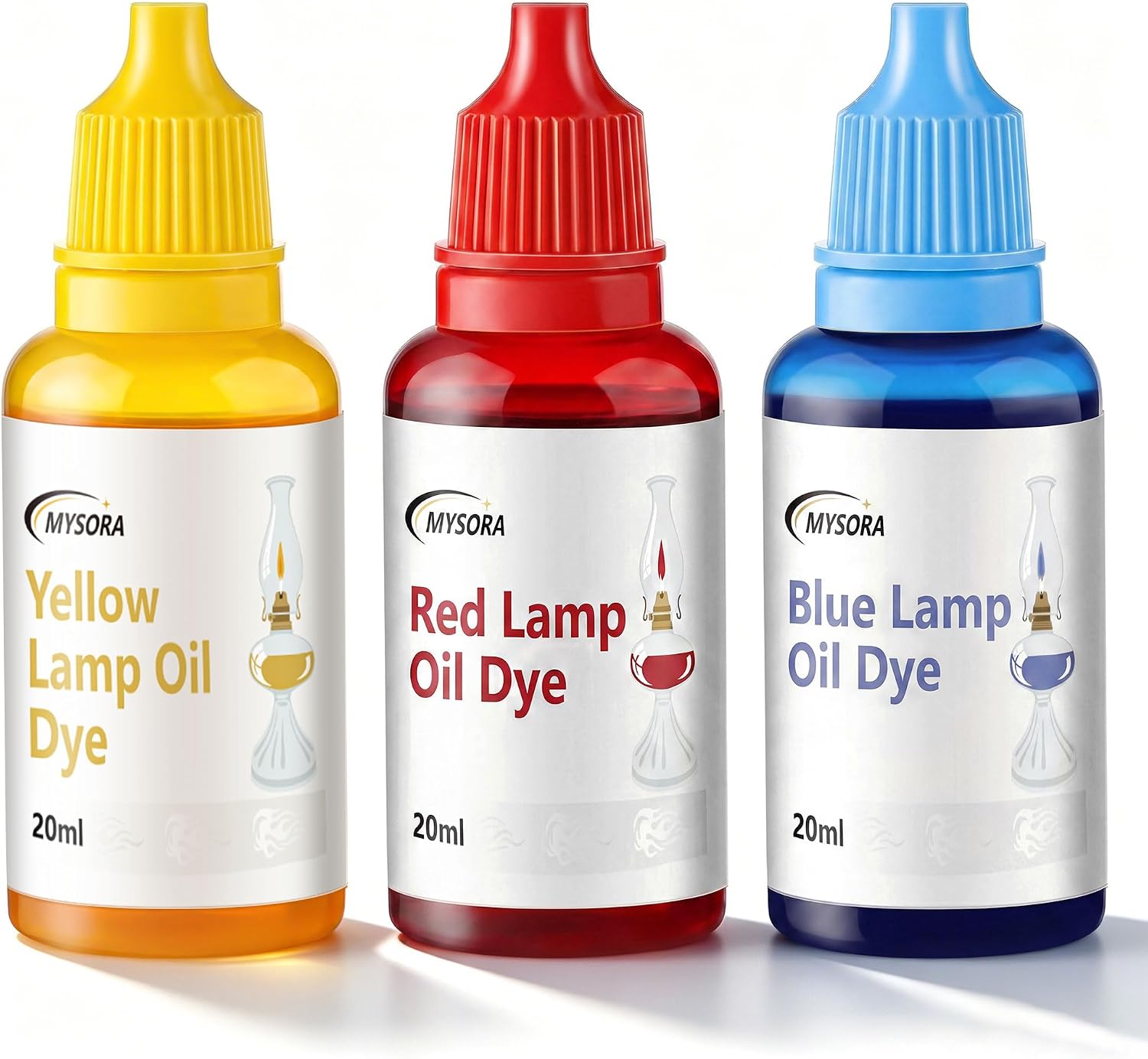 Fuel Lamp Oil Dye (3×20ml) - Red, Blue, Yellow Liquid Dye for Paraffin Oil Lamp, Custom Colored Lamps Oils for DIY Projects & Holiday Lighting Effects