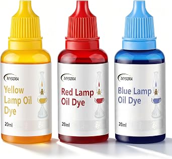 Fuel Lamp Oil Dye 320ml - Red, Blue, Yellow Liquid Dye for Paraffin Oil Lamp, Custom Colored Lamps Oils for DIY Projects & Holiday Lighting Effects