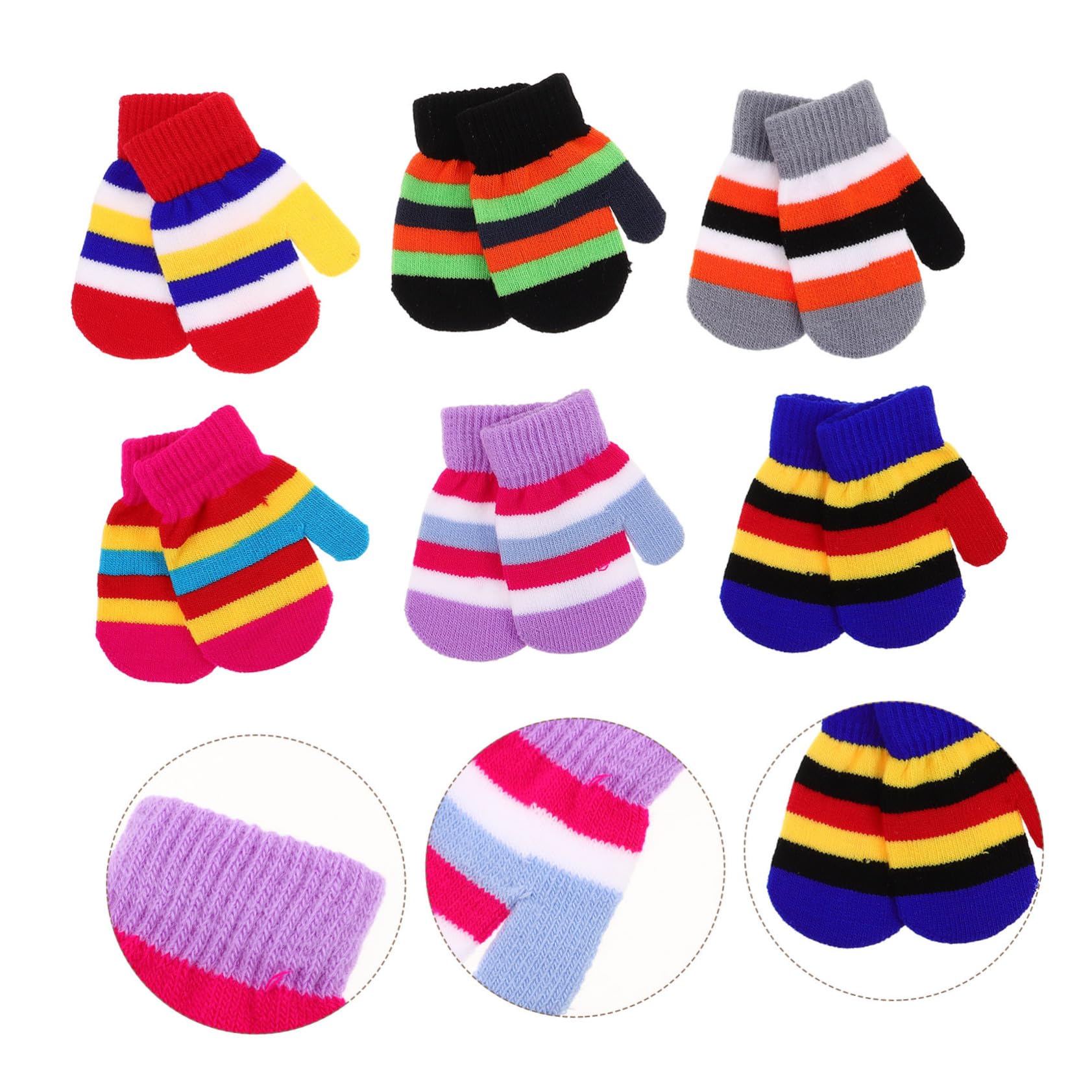 24 Paires Garçon Fille Doux et Élastiques Mitaines Tricotées Colorées Hiver Chauds à Doigts pour et Protection Froid pour Tout-petits