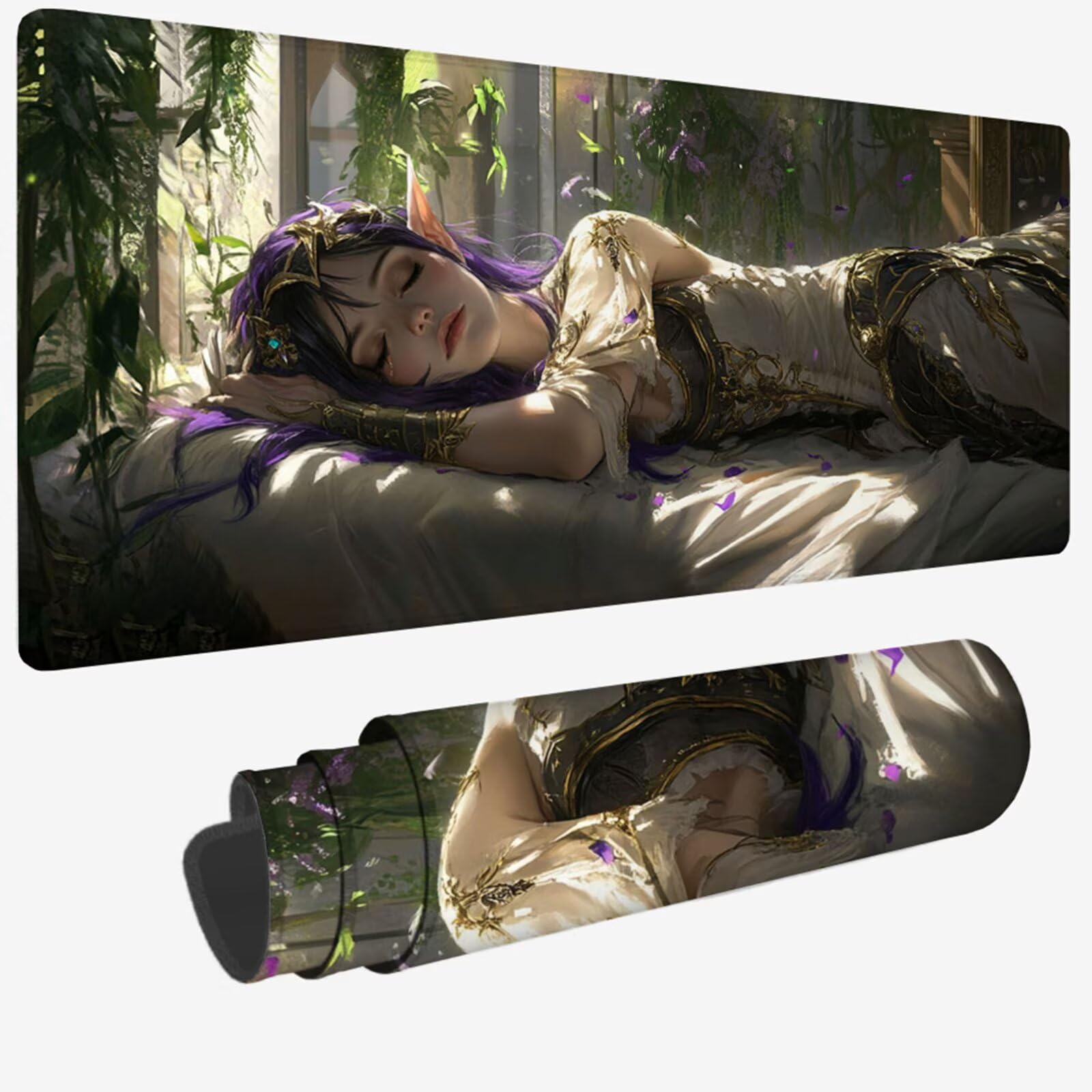 Podkładka pod mysz XXL 1200 x 400 x 3 mm, biała duża podkładka pod mysz z wodoodporną i antypoślizgową gumą dla kobiet pod ręką biurko zszyte krawędzie, poprawia precyzję i szybkość dla gracza W-88
