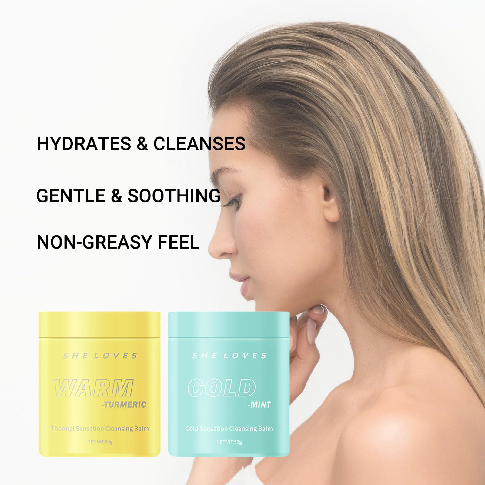 Bálsamo Desmaquillante Facial, Limpiador Facial Todo Tipo de Pieles Retira Suavemente Máscara de Pestañas, Delineador de Ojos y Maquillaje, Ingredientes Naturales - 2 piezas#A