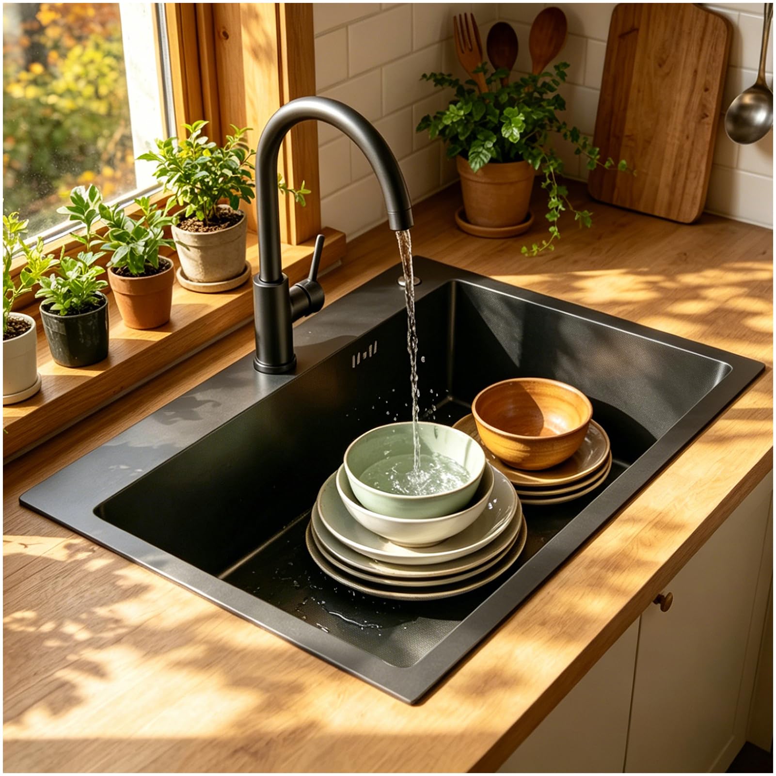 60 x 45 cm Black Anthracite Kitchen Sink, Scratch-Resistant Surface, Stainless Steel Kitchen Sink with Drain Fitting, Includes Drainer Dishes, Drain Overflow, Built-in Sink Sink 1 Bowl