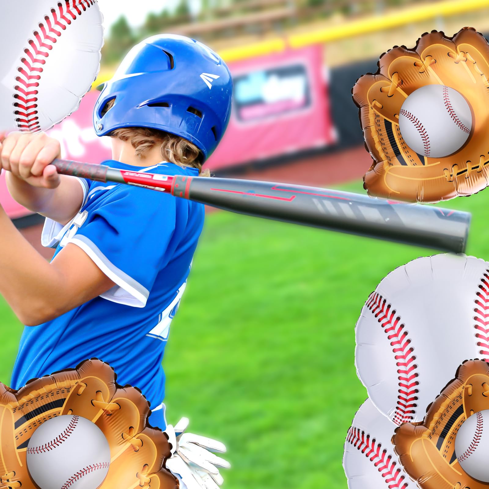 12pcs Baseball Balloons - 18 Inch Sports Foil Mylar Balloons For Party Decor
