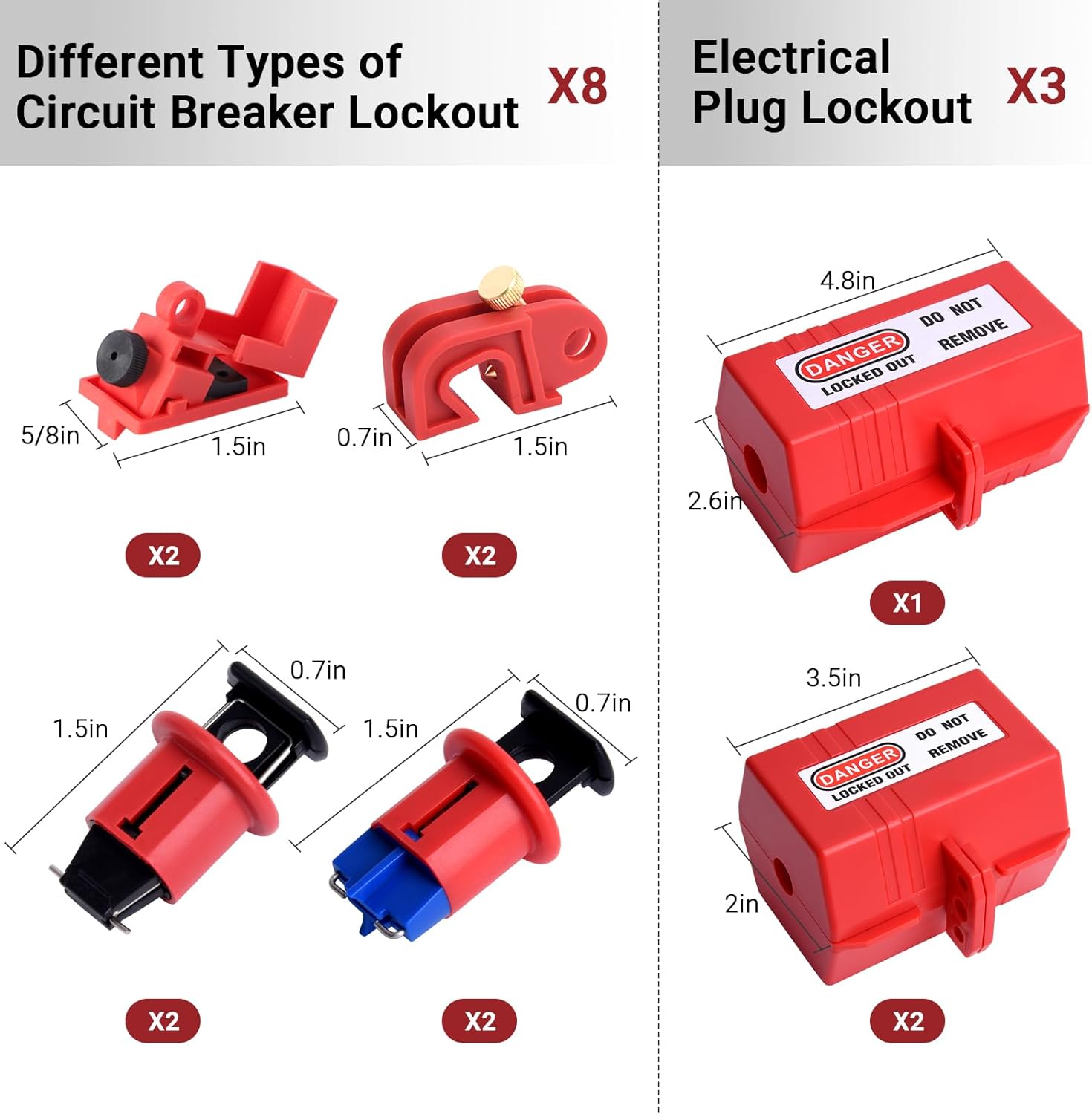 Lockout Tagout Kit Safety Electrical Loto, Clamp-On Circuit Breaker Lockout, Electrical Plug Device, Lockout Hasp, Padlock, Loto Tag with Tool Bag - Suitable for Electrical/Industrial/Mechanical