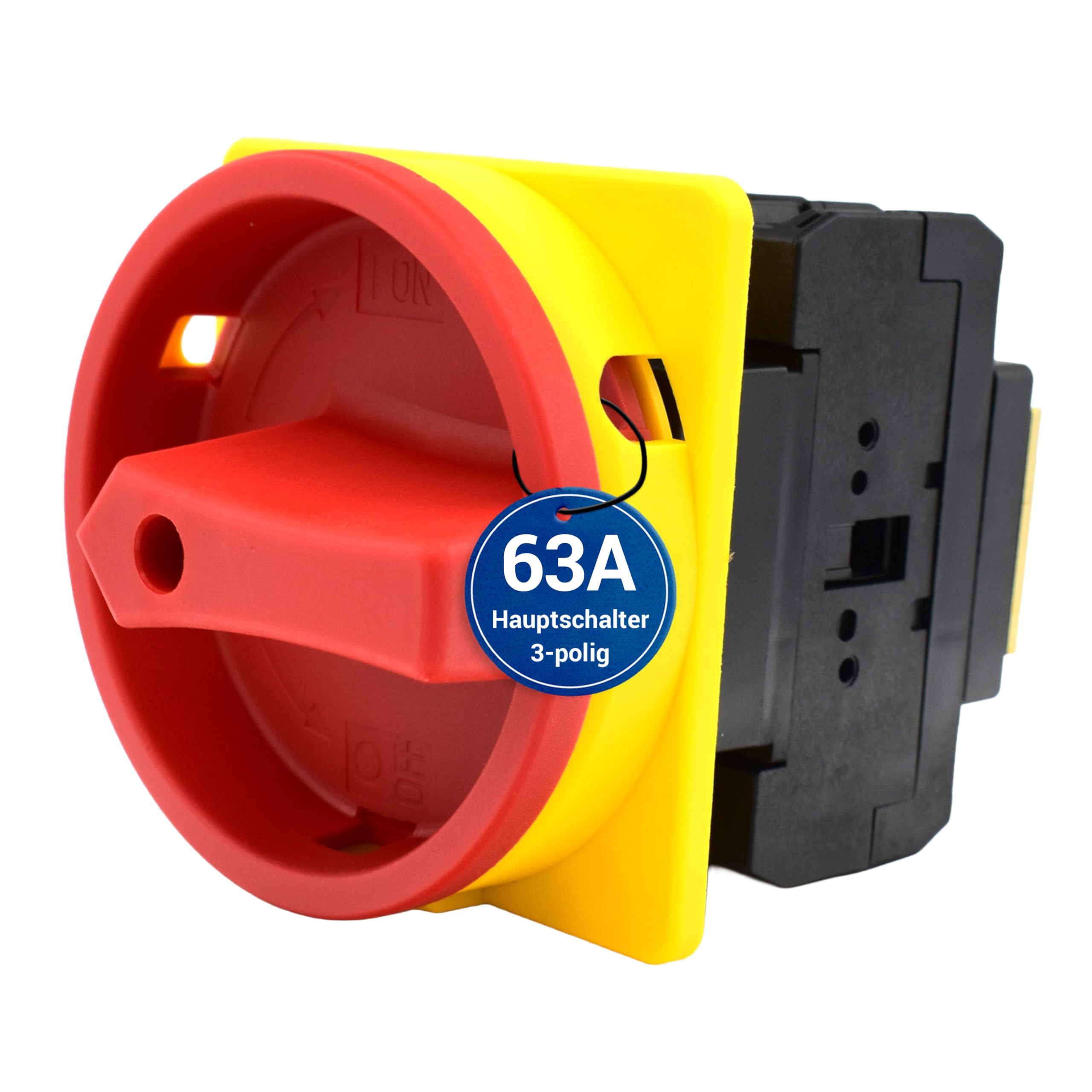 Intratec Hauptschalter 63A, 3-polig – IP65 Lasttrennschalter für Fronteinbau – Notausschalter ideal für Industrie – Drehschalter für sichere Abschaltung – Robuster Maschinenschalter 230V 400V