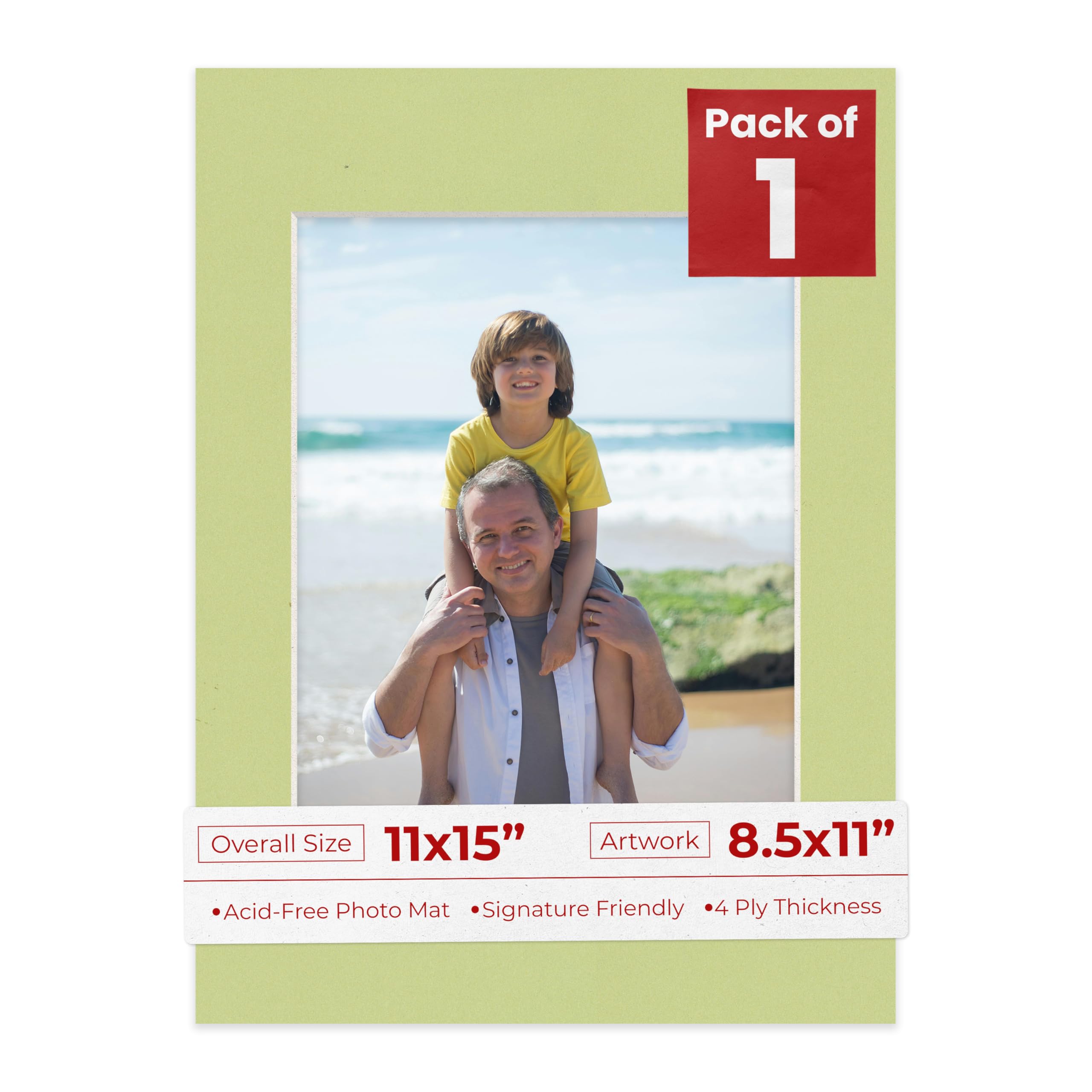 11x15 Mat Bevel Cut for 8.5x11 Photos - Acid Free Pistachio Green Precut Matboard - For Pictures, Photos, Framing - 4-ply Thickness-image-49