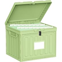 Oterri Lockable Stackable Plastic File Box with Lid for Letter-Size | Hanging File Folders Not Included. Green, Large 1-Pack. Home, Office, Classroom, Dorm, Tax, Under Bed, Filing Cabinet.
