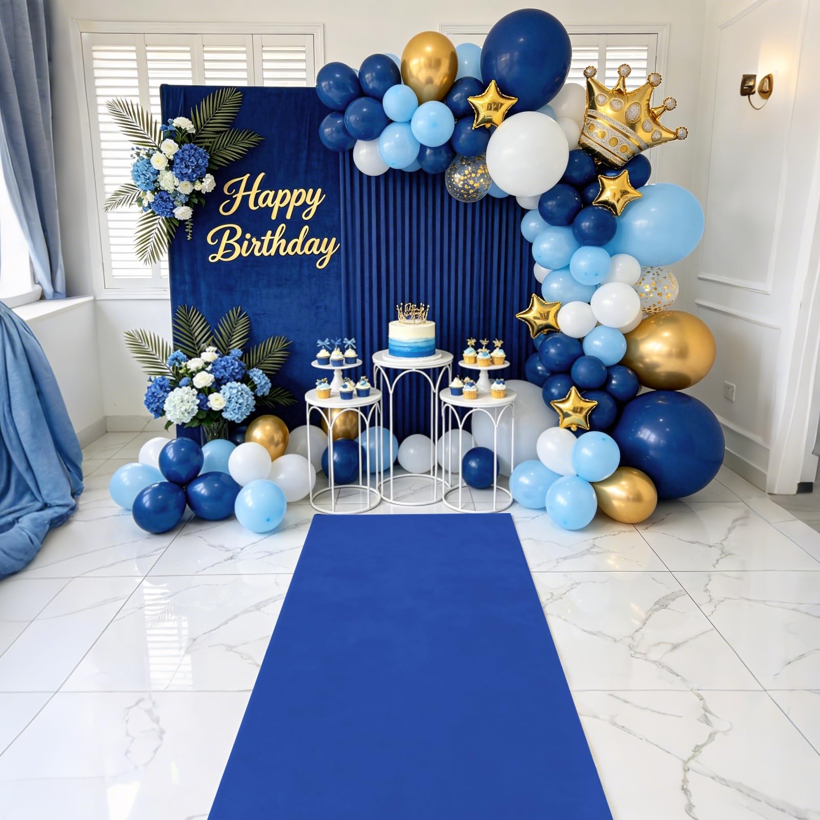 View 1 of Roadtofree Royal Blue Carpet Runner Rug 1.3x15FT