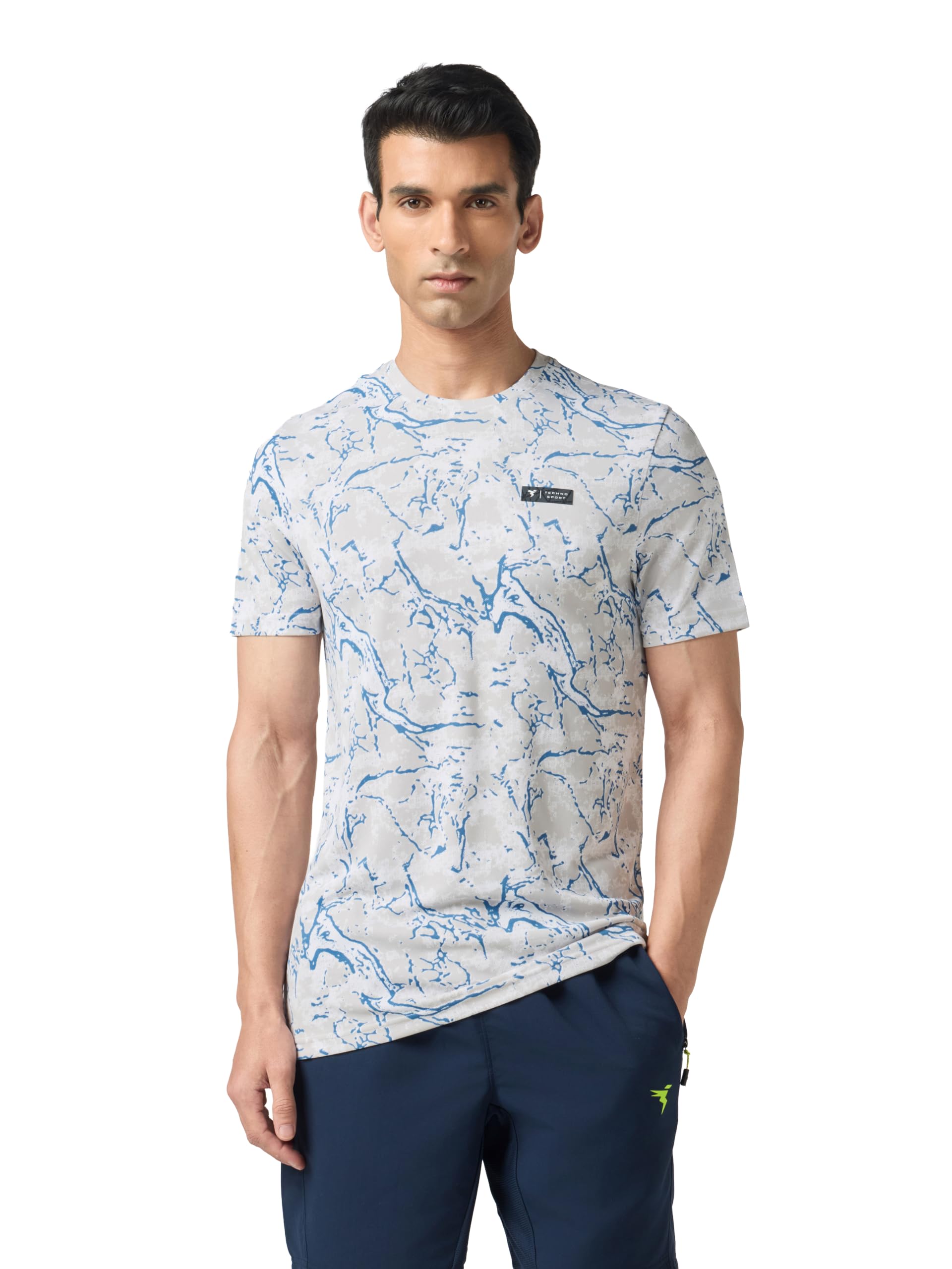 technosport Men's Abstract Print Slim Fit Round Neck with Technocool+ Sports T-Shirt for Running, Sports, Gym & Regular Use-picture-30