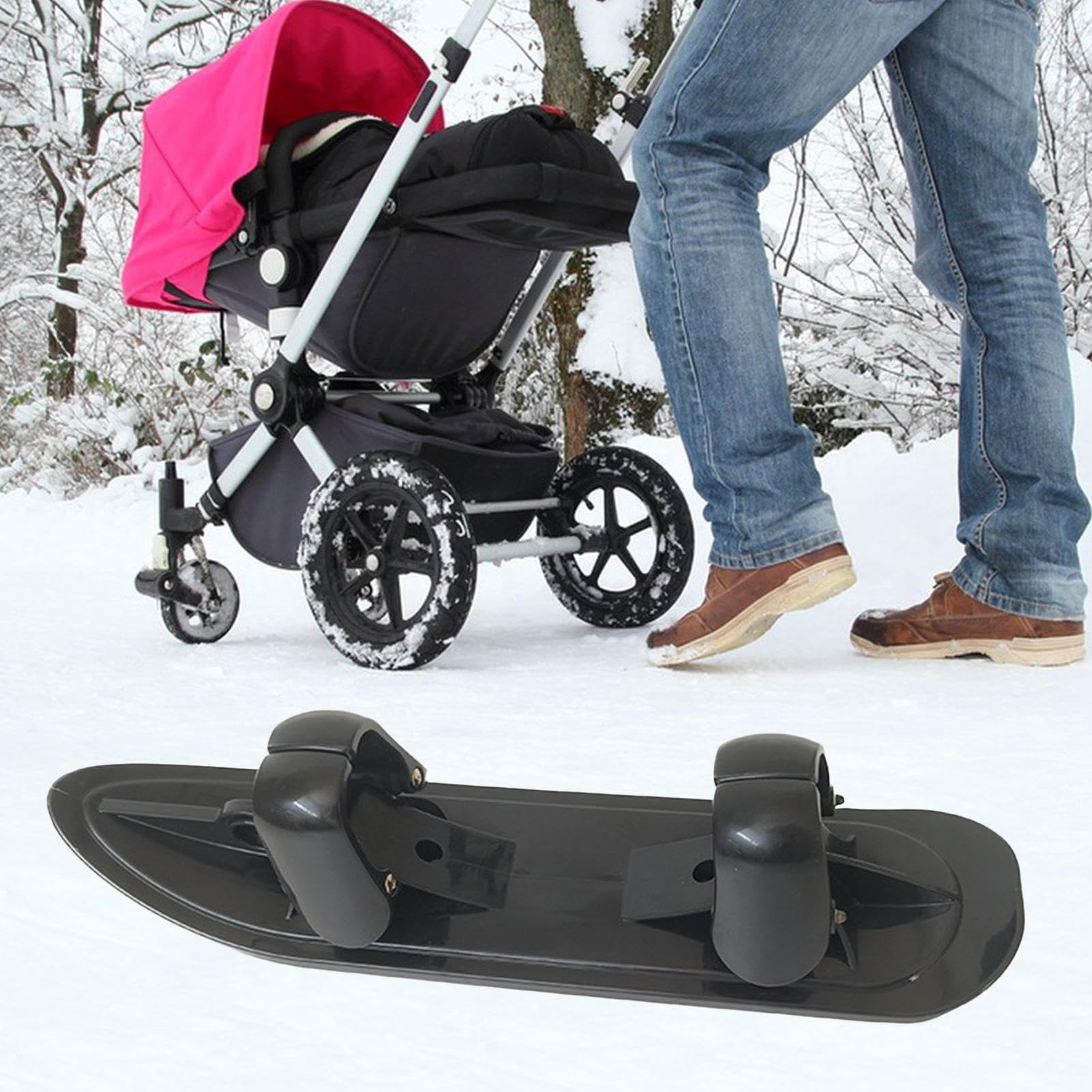 Saneczki Narciarskie Skuter ?nie?,2 w 1 Konwersja Wózka Dzieci?cego na Narty i Hulajnog? ?nie?n? | Akcesoria ?lizgowe Dla Rodziców Sport Biwakowanie Jogging