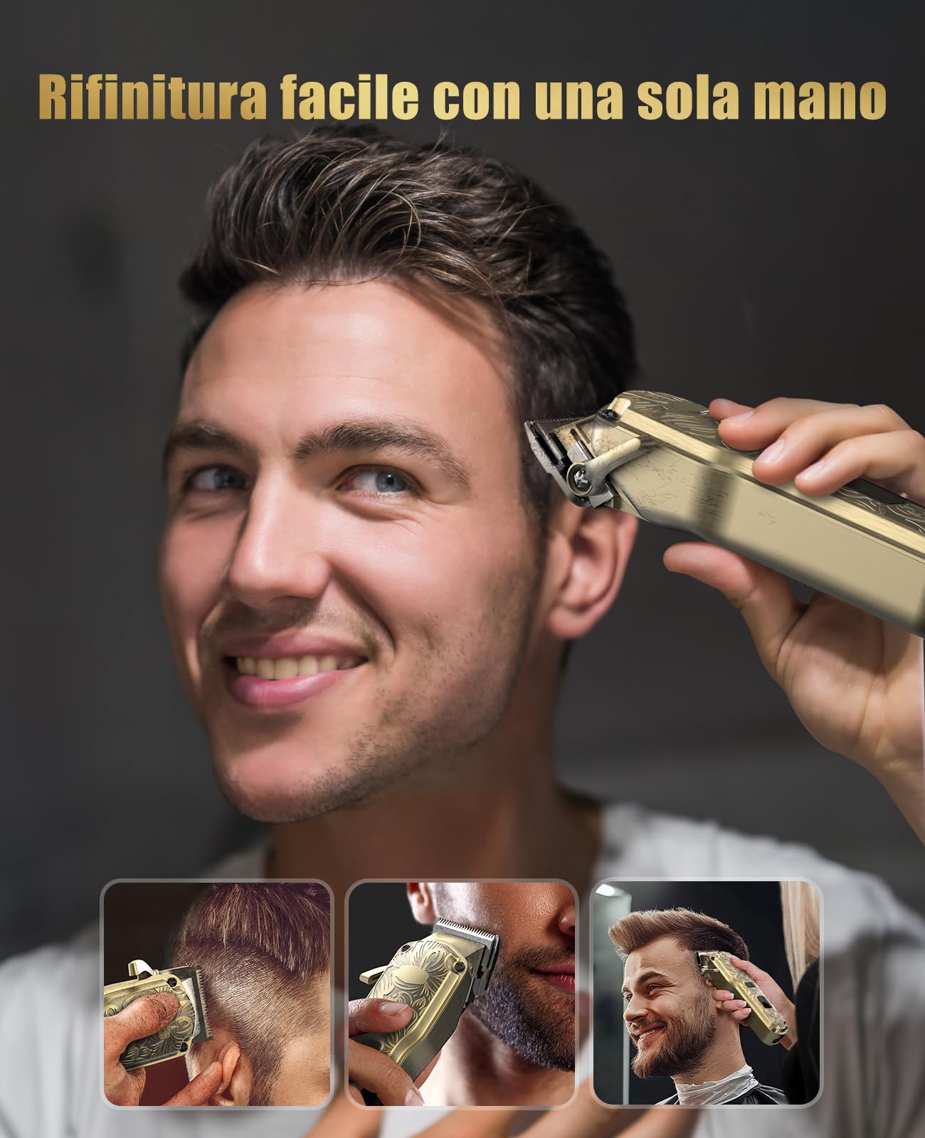 Tagliacapelli da uomo, senza fili, professionale, IPX7, impermeabile, kit di tagliacapelli da barbiere con USB ricaricabile
