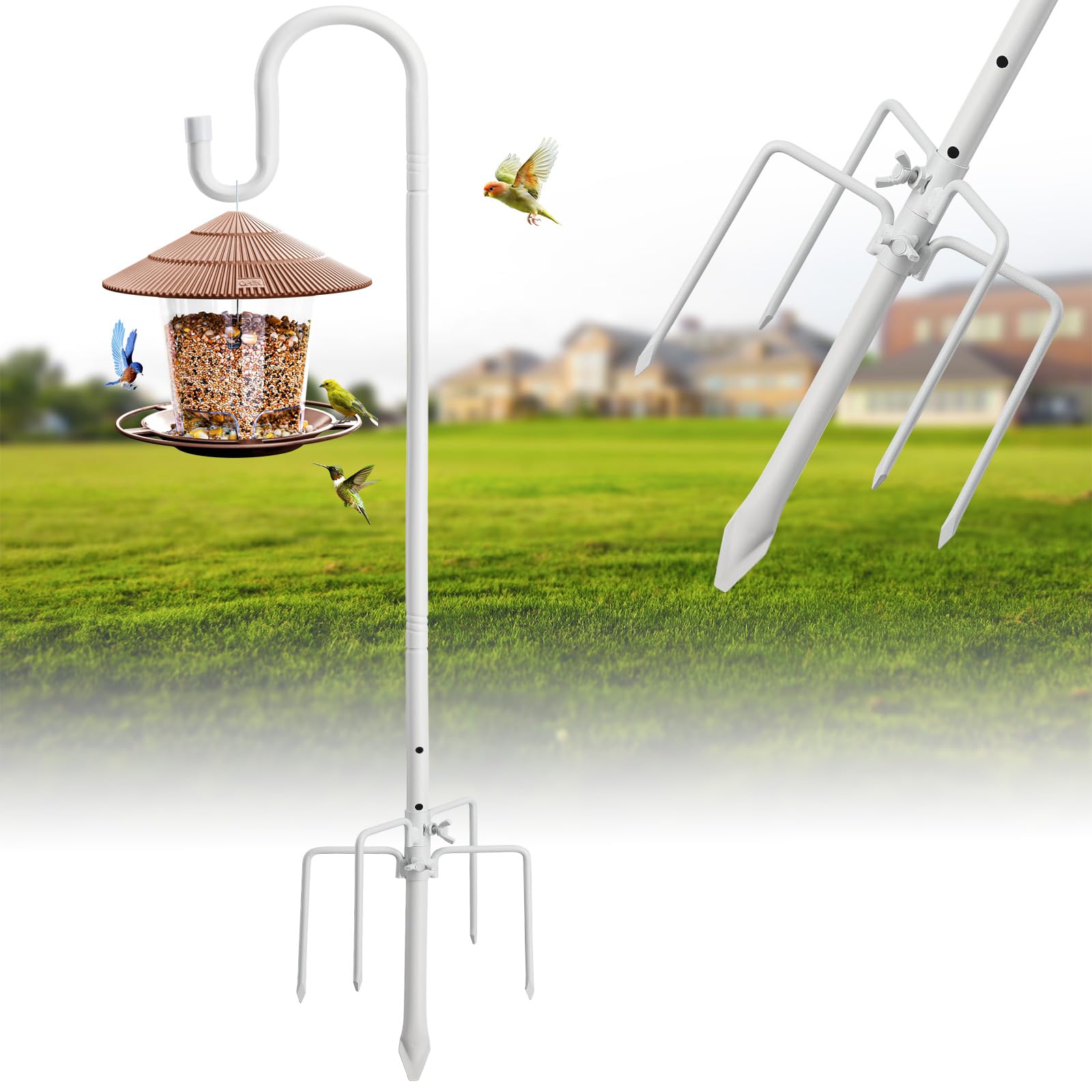 cogardenshower Bird Feeder Pole with Shepherds Hook